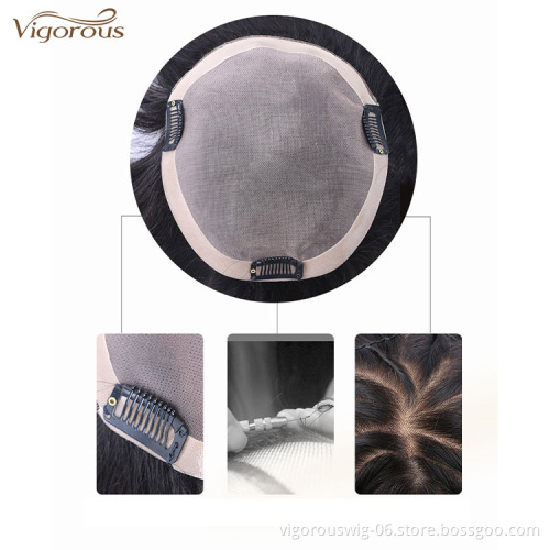 Natural Looking Men Toupee Human Hair Man Hairpieces 100% Human Hair Natural Black Machine Made Men Toupee With Clips